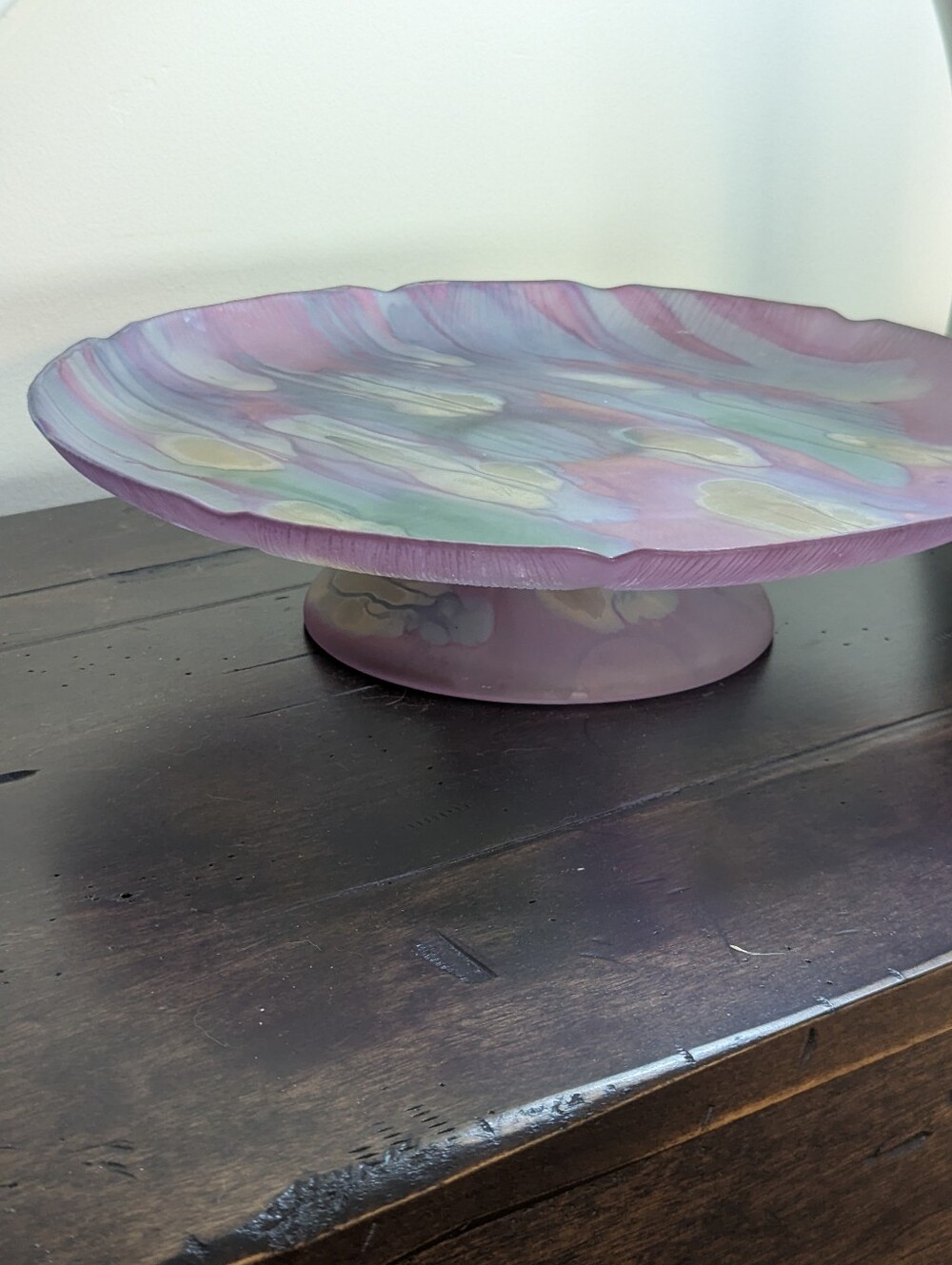 Handcrafted Lavender Glass Pedestal Bowl - Rueven Nouveau Art